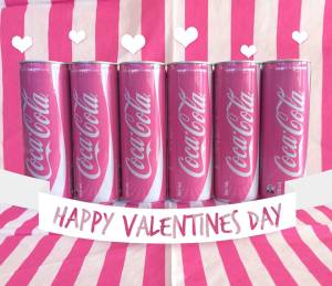 Coca-Cola NZ Facebook post for Valentines features pink Coke cans